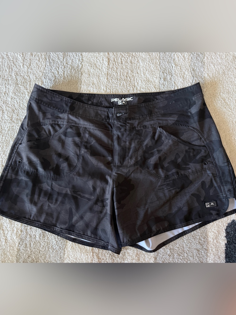 Pelagic Women's Black Camo Athletic Shorts